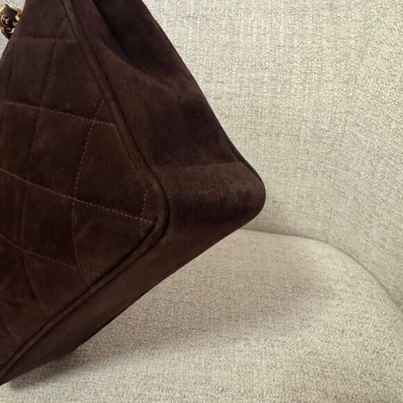 Authentic Vintage Chanel Brown Suede Shoulder Bag - Picture 7 of 13